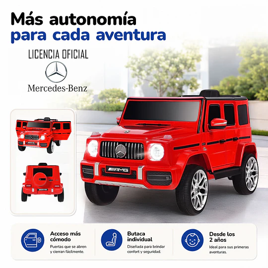 Retiro Express - Auto a Batería Jeep G63 Con Licencia Mercedes 12V Rojo