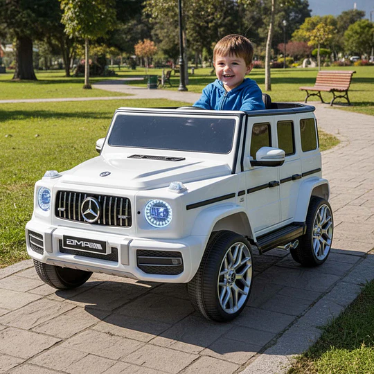 Retiro Express - Auto a Batería Jeep G63 Con Licencia Mercedes 12V Blanco