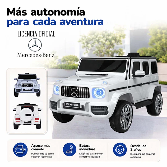 Retiro Express - Auto a Batería Jeep G63 Con Licencia Mercedes 12V Blanco