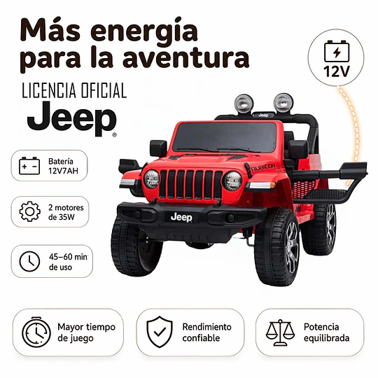 Jeep Rubicon Rojo Batería 