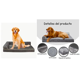 Retiro Express - Cama Sofá Ortopédico PetsCool para Perros, viscoelástica, lavable, Gris Talla XL