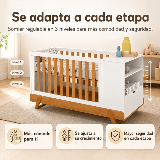 Cuna Evolutiva 6 en 1 Multi Etapas Maxx Kidscool – Blanco Eco-Wood