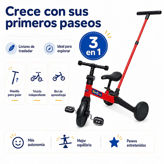 Triciclo con Manilla Astro Rojo
