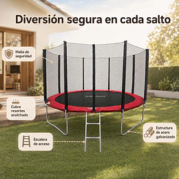 Cama Elastica Roja 12 Pies con Escalera