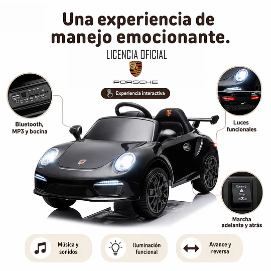 Auto a Bateria Porsche 911 Ruf Ctr3 Negro 12v 2Motores