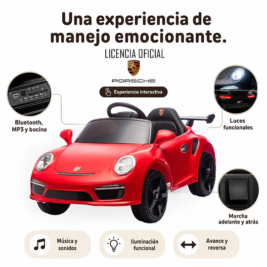Auto a Bateria Porsche 911 Ruf Ctr3 Rojo 12v 2Motores