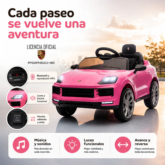 Auto a Bateria Rosado Porsche Cayenne 12v 2Motores