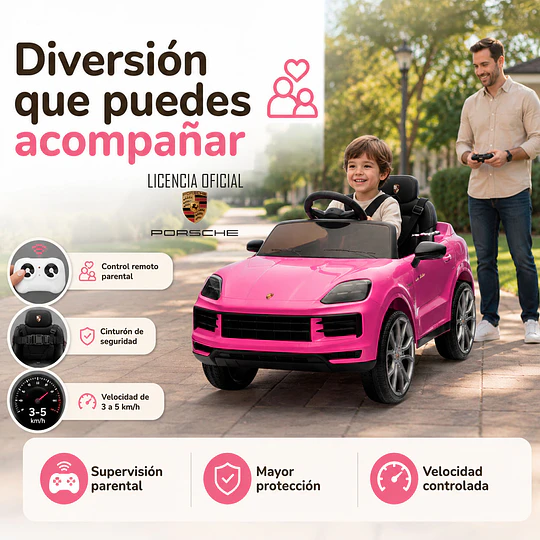 Auto a Bateria Rosado Porsche Cayenne 12v 2Motores
