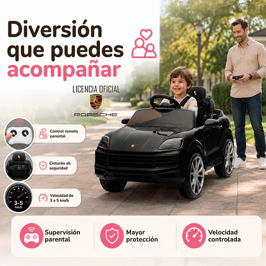 Auto a Bateria Negro Porsche Cayenne 12v 2Motores