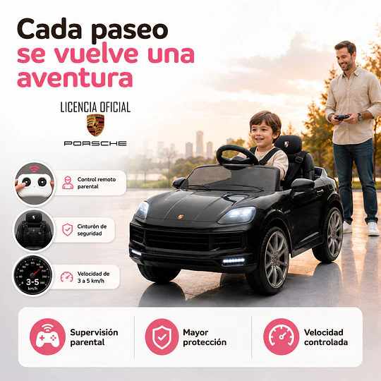 Auto a Bateria Negro Porsche Cayenne 12v 2Motores