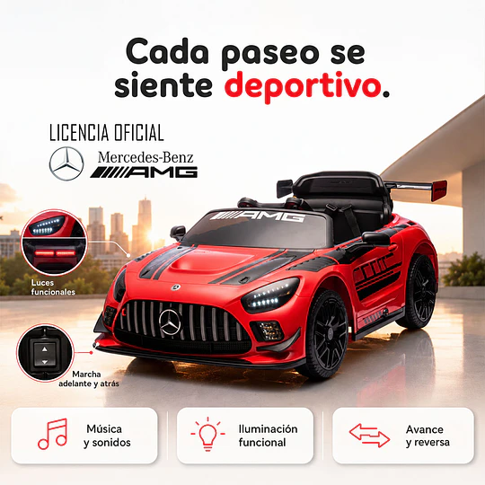 Auto a Bateria Rojo Racer Mercedes Benz Amg Gt3 12v 2Motores