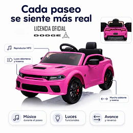 Auto a Batería Dodge Charger Srt Rosado 12V