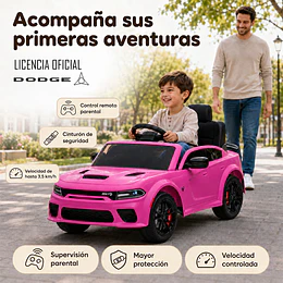 Auto a Batería Dodge Charger Srt Rosado 12V