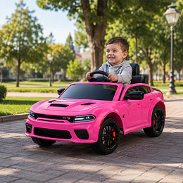 Auto a Batería Dodge Charger Srt Rosado 12V
