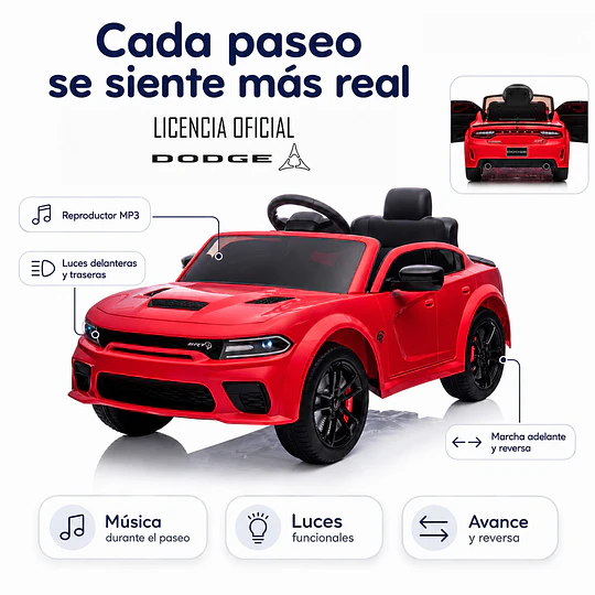 Auto a Batería Dodge Charger Srt Rojo 12V 