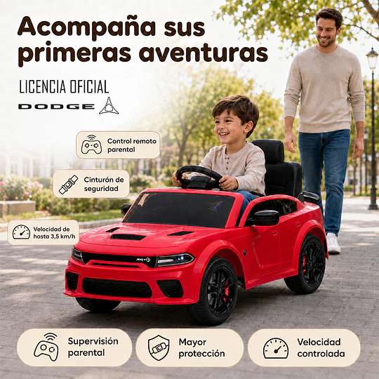 Auto a Batería Dodge Charger Srt Rojo 12V 