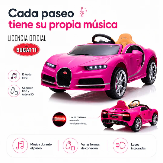 Bugatti a batería Rosado
