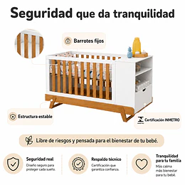 Cuna Evolutiva 6 en 1 Multi Etapas Maxx Kidscool – Blanco Eco-Wood + Colchon 130 x 70 cms