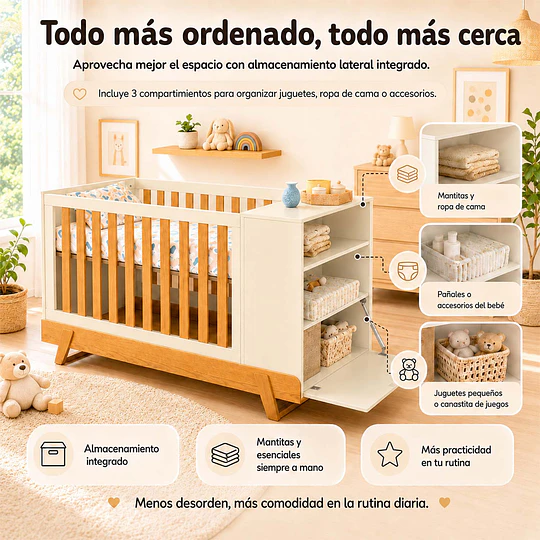 Cuna Evolutiva 6 en 1 Multi Etapas Maxx Kidscool – Beige Eco-Wood