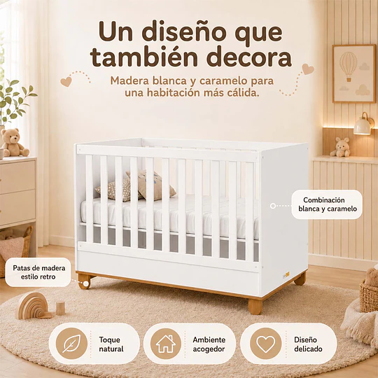 Cuna Evolutiva 2 En 1 Transición Kidscool Zupi Blanco MDF
