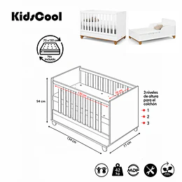 Cuna Evolutiva 2 En 1 Transición Kidscool Zupi Blanco MDF