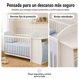 Cuna con Cómoda Mudador Bambini Celeste