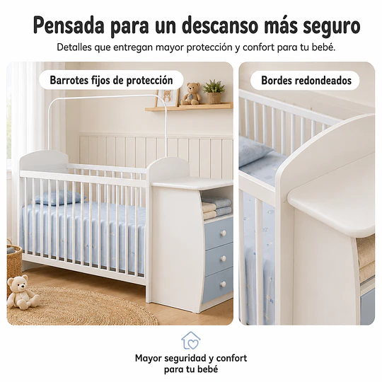 Cuna con Cómoda Mudador Bambini Celeste