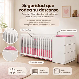 Cuna con Cómoda y Mudador Blanca Kidscool Gutti