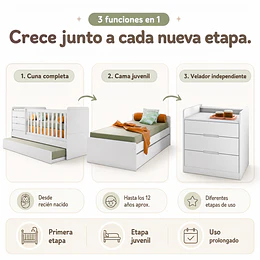 Cuna Multifuncional Evolutiva Cleo Blanca Kidscool