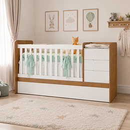 Cuna Multifuncional Evolutiva Cleo Blanco y café Kidscool