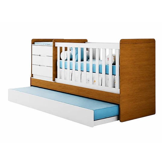 Cuna Multifuncional Evolutiva Cleo Blanco y café Kidscool