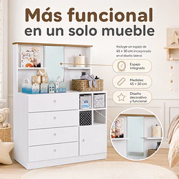 Cómoda Infantil Kidscool Amore 4 Cajones 1 Puerta Blanco
