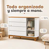 Cómoda Mudador Infantil Kidscool Flow Blanca Eco Wood 4 Cajones 1 Puerta