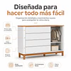 Cómoda Mudador Infantil Kidscool Flow Blanca Eco Wood 4 Cajones 1 Puerta