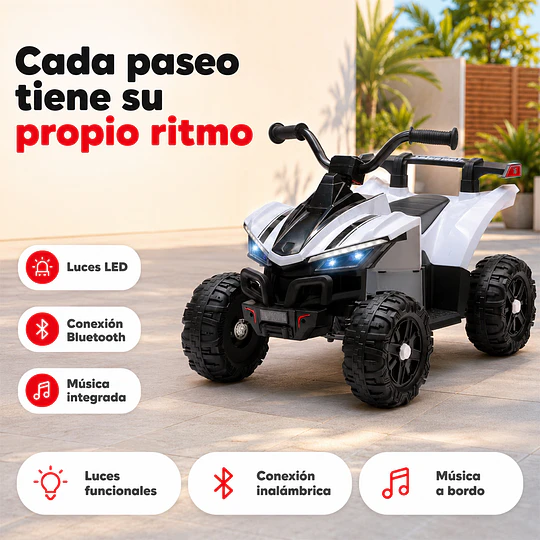 Cuatrimoto Infantil a Batería ATV Kidscool Blanco 12V Doble Motor