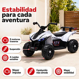 Cuatrimoto Infantil a Batería ATV Kidscool Blanco 12V Doble Motor-Preventa 24 Julio
