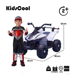 Cuatrimoto Infantil a Batería ATV Kidscool Blanco 12V Doble Motor-Preventa 24 Julio