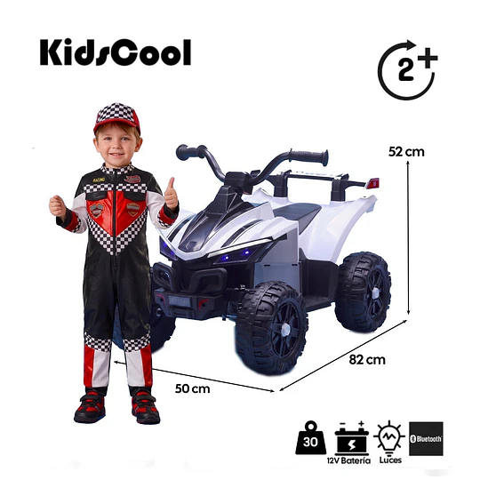 Cuatrimoto Infantil a Batería ATV Kidscool Blanco 12V Doble Motor