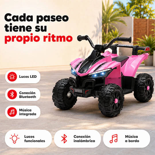 Cuatrimoto Infantil a Batería ATV Kidscool Rosado 12V Doble Motor