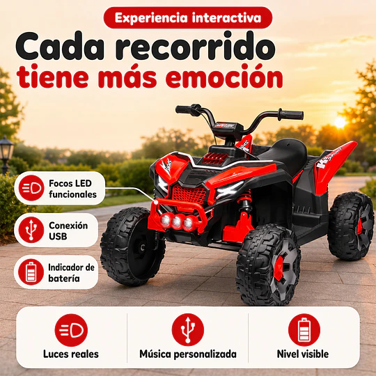 Cuatrimoto Eléctrica Infantil Monster ATV Kidscool Roja 12V 4x2