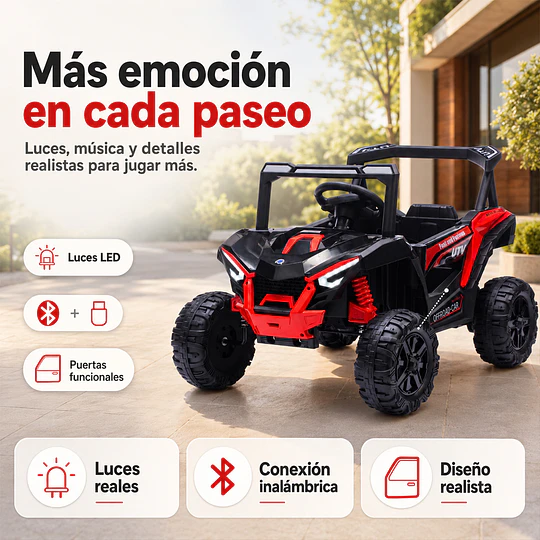 Auto a Batería Buggy Negro 4x2 Kidscool 12V Control Remoto y Balanceo