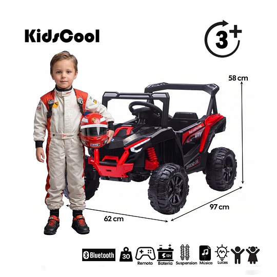 Auto a Batería Buggy Negro 4x2 Kidscool 12V Control Remoto y Balanceo