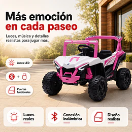 Auto a Batería Buggy Rosado 4x2 Kidscool 12V Control Remoto y Balanceo