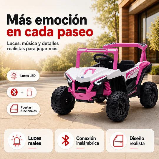 Auto a Batería Buggy Rosado 4x2 Kidscool 12V Control Remoto y Balanceo