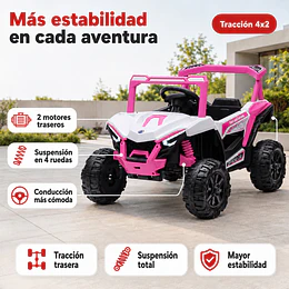Auto a Batería Buggy Rosado 4x2 Kidscool 12V Control Remoto y Balanceo