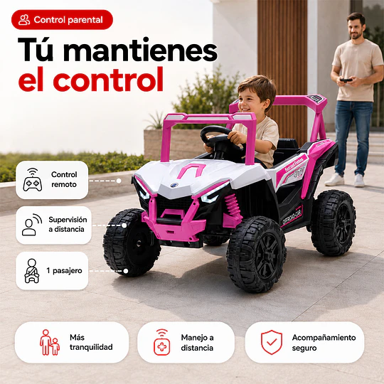 Auto a Batería Buggy Rosado 4x2 Kidscool 12V Control Remoto y Balanceo