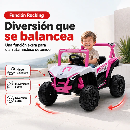 Auto a Batería Buggy Rosado 4x2 Kidscool 12V Control Remoto y Balanceo