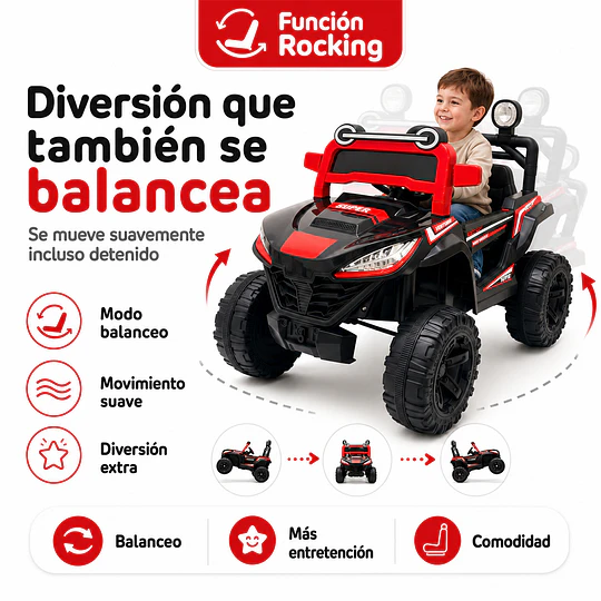 Auto a Batería Buggy Monster Negro 4x4 Kidscool 12V Control Remoto