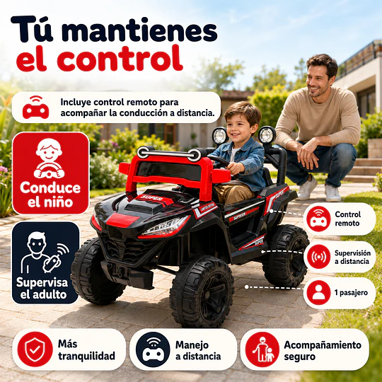 Auto a Batería Buggy Monster Negro 4x4 Kidscool 12V Control Remoto