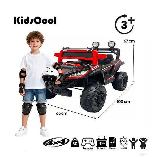 Auto a Batería Buggy Monster Negro 4x4 Kidscool 12V Control Remoto